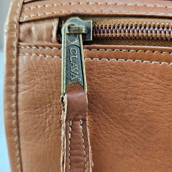 Clava American Leather Gusset Laptop Messenger Style Bag Case Brown 13x10x5 Vtg - Picture 8 of 13